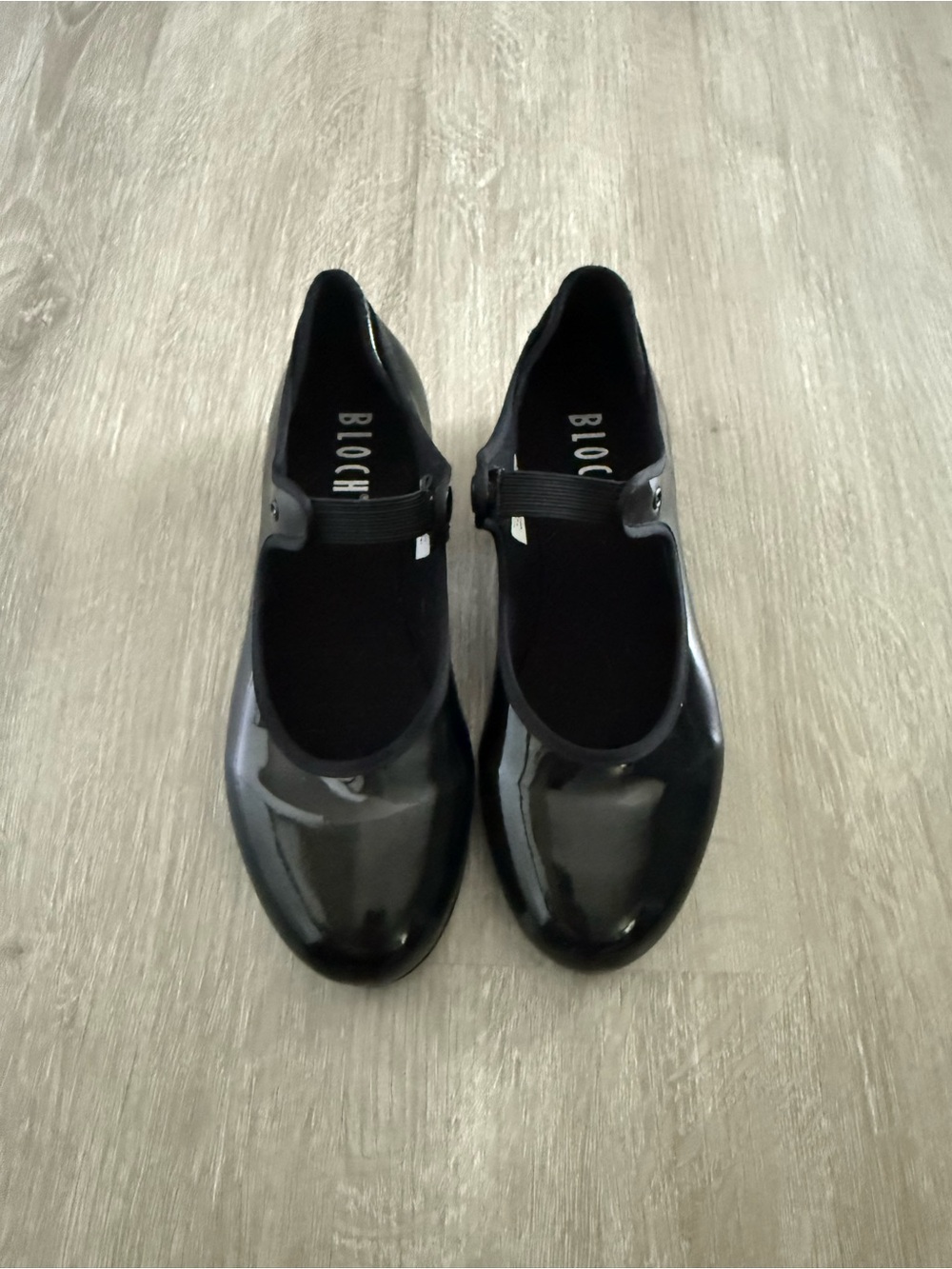 Bloch Black Patent Mary Jane Flats with Elastic Strap
